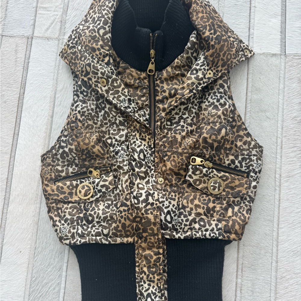 G by Guess Leopard Print Vest with Black Accents